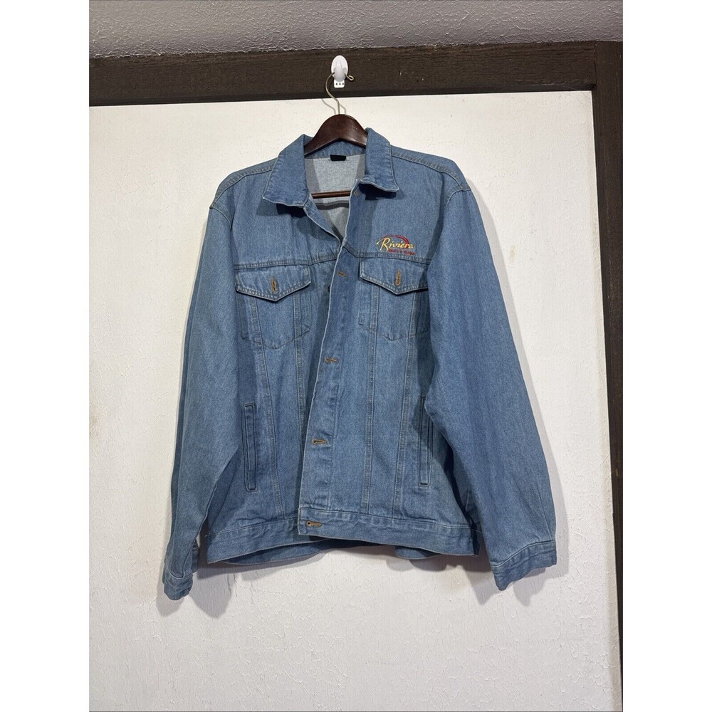 Vintage 90s Riviera Hotel Casino Las Vegas Denim Jean Jacket Size XL Extra Large